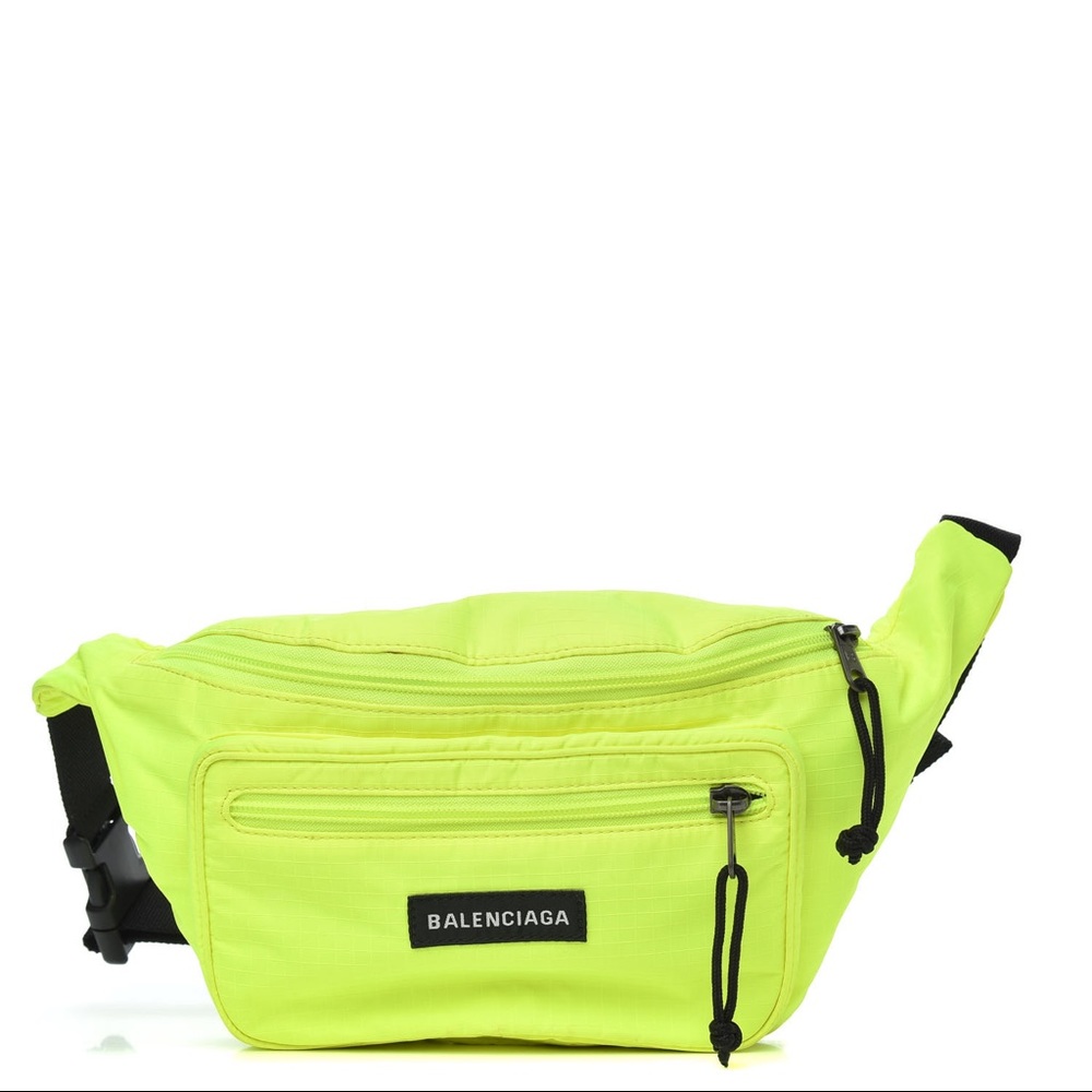 BALENCIAGA Explorer Nylon Waist Pouch Neon Yellow